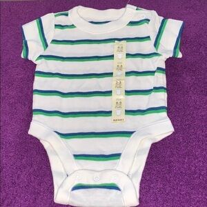 Short sleeved striped onesie